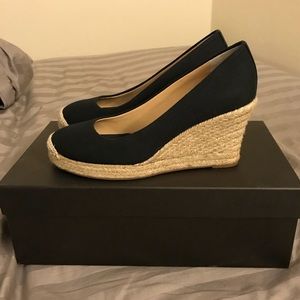 J Crew Seville Espadrille wedges, black, size 5.5
